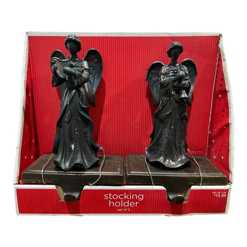 Target Set of 2 Angel Christmas Stocking Holders Coal Colored